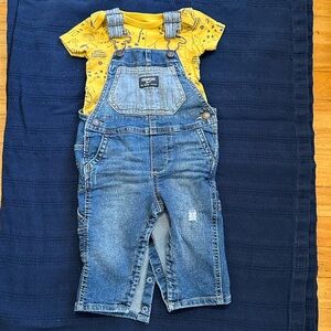 EUC OshKosh B'gosh Denim Overalls & Onesie